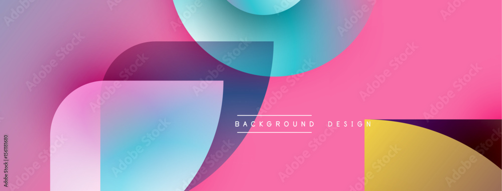 Aufkleber Abstract colorful background. Overlapping shapes create dynamic visual effect. Pink, blue, purple hues dominate composition. Modern design element.
