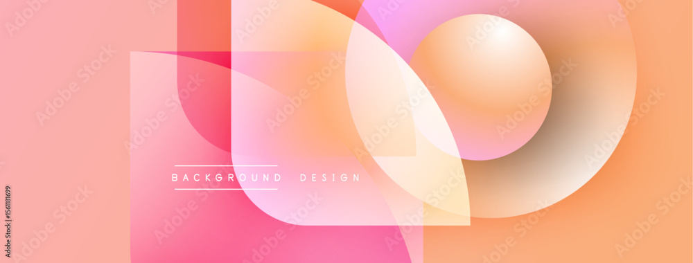 Poster abstract geometric shapes, soft pinks, oranges blend. modern design, gradient effect, subtle texture