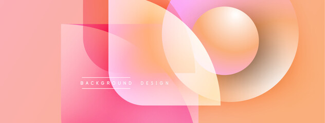 Abstract geometric shapes, soft pinks, oranges blend. Modern design, gradient effect, subtle texture creates visual interest.