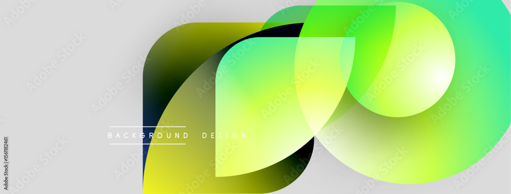 Aufkleber Abstract shapes overlap, creating vibrant yellow, green gradients. Modern design element for backgrounds, presentations. Smooth transitions visible.