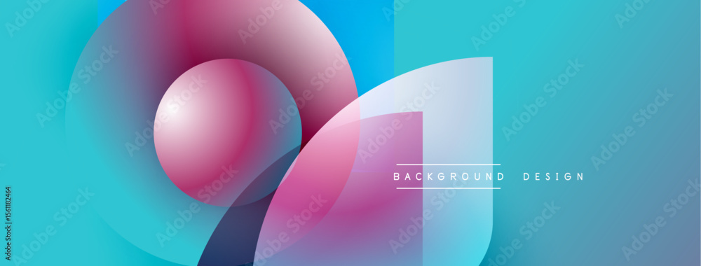 Poster abstract composition. overlapping spheres, vibrant colors, smooth gradients. modern design elements 