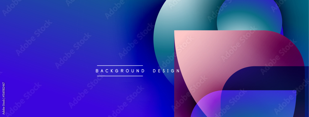 Poster abstract gradient background features overlapping circles, pink, blue hues. text reads background de