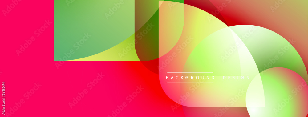 Aufkleber Abstract geometric shapes overlap. Vibrant colors blend, creating dynamic visual effect. Modern design suitable for backgrounds, presentations.