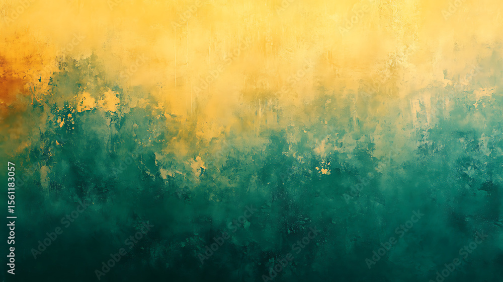 Poster abstract painting with grunge texture featuring a yellow and green gradient evoking nature and artis