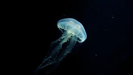white jellyfish in dark background