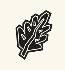 Simple Black Filled Leaf Icon in Cutout Style