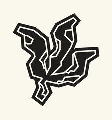 Simple Black Filled Leaf Icon in Cutout Style