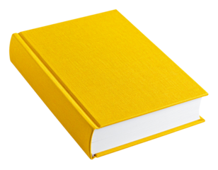 Angled Yellow Fabric-Covered Book Mockup Showing Detailed Page Edges