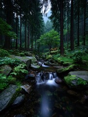 Obraz premium Tranquil forest stream (1)