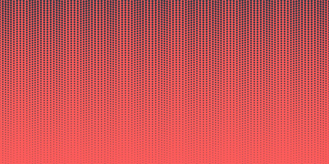 Pop Art Dots Wavy Halftone Angled Gradient Vector Textured Red Dark Blue Abstract Background. Dots Structure Smooth Texture Design Element. Minimalist Art Graphic Contrast Halftone