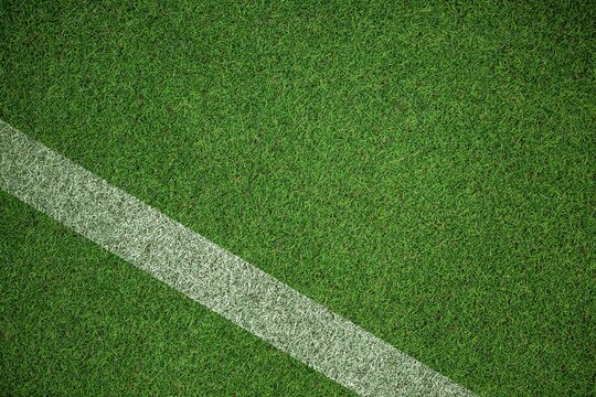 White painted diagonal line marking is being shown on dense grass turf flat design illustration