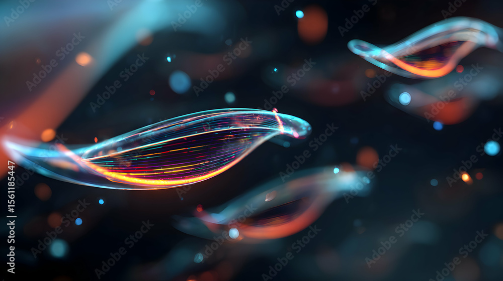 Poster abstract glowing streaks with intricate details on a dark backdrop for modern design projects