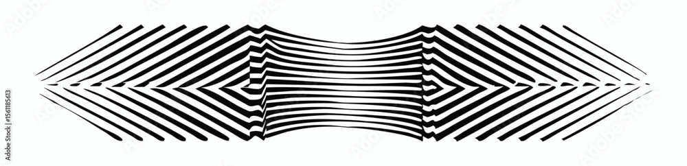 Poster vector art of abstract black and white geometric pattern with optical illusion effect, isolated on w
