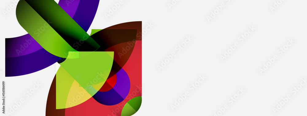Aufkleber Abstract colorful shapes overlap, creating dynamic visual composition. Bright hues blend, forming interesting patterns. Modern design element.