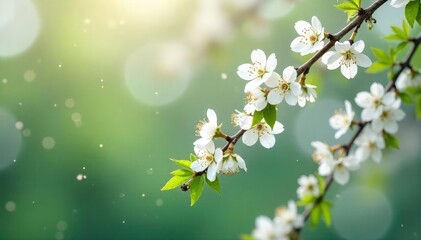 Obraz premium Delicate willow branches, draped with pristine white blossoms, gently sway in a soft breeze The ethereal scene showcases the beauty of springtime's delicate arrival , innocence, willow tree