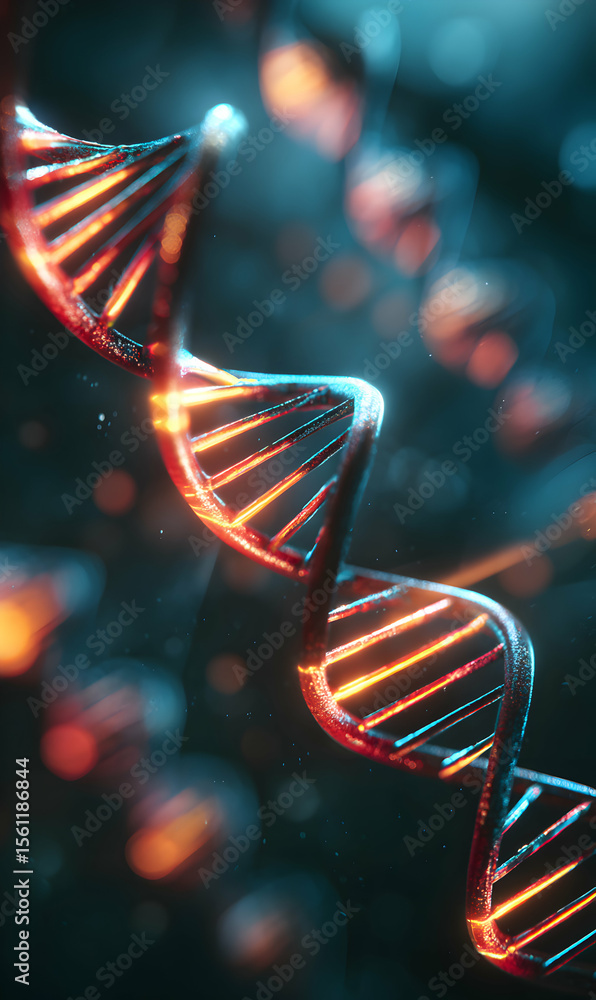 Aufkleber abstract glowing dna double helix structure with intricate details and vibrant illumination
