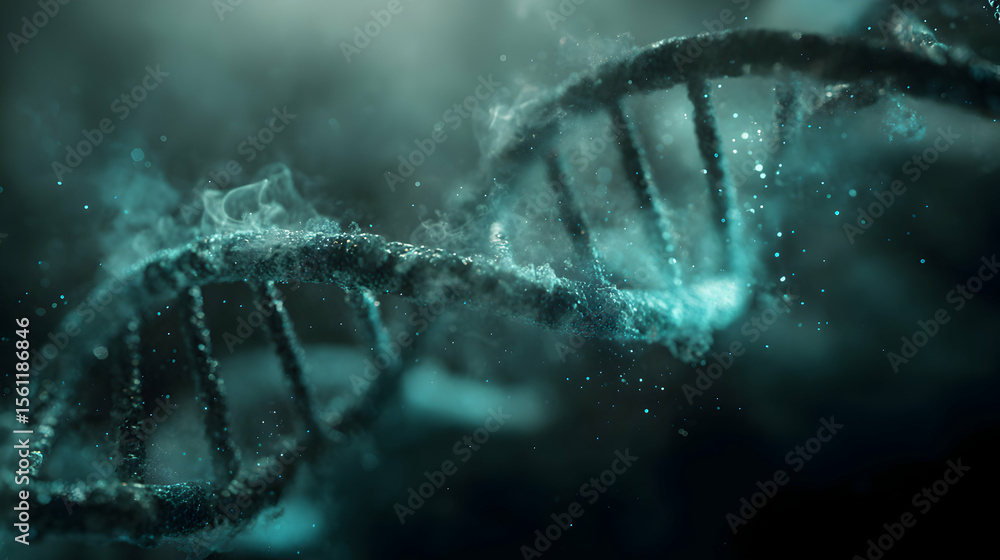 Poster abstract dna structure with bluish tone symbolizing science technology and genetic research for