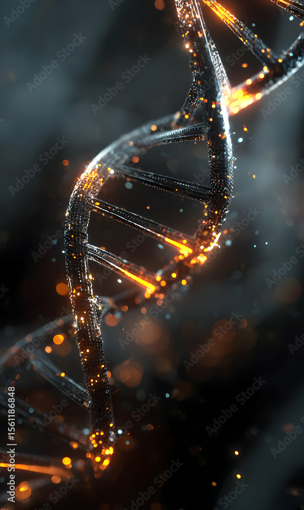 Poster abstract glowing dna structure concept rendering medical innovation technology exploration digital