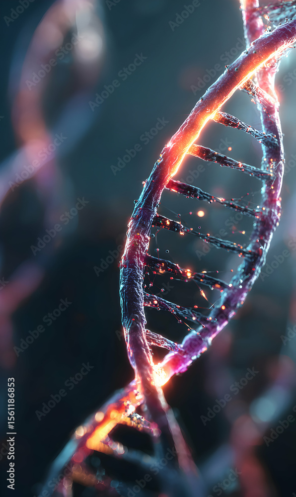 Poster helix structure gene research medical visualization of molecular structure dna strand 3d rendering