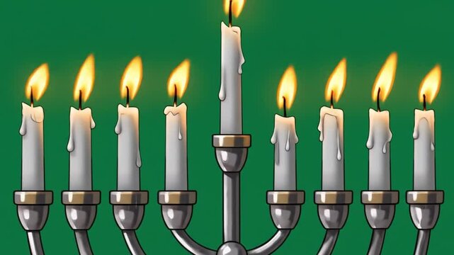 Lit candles in menorah illustration