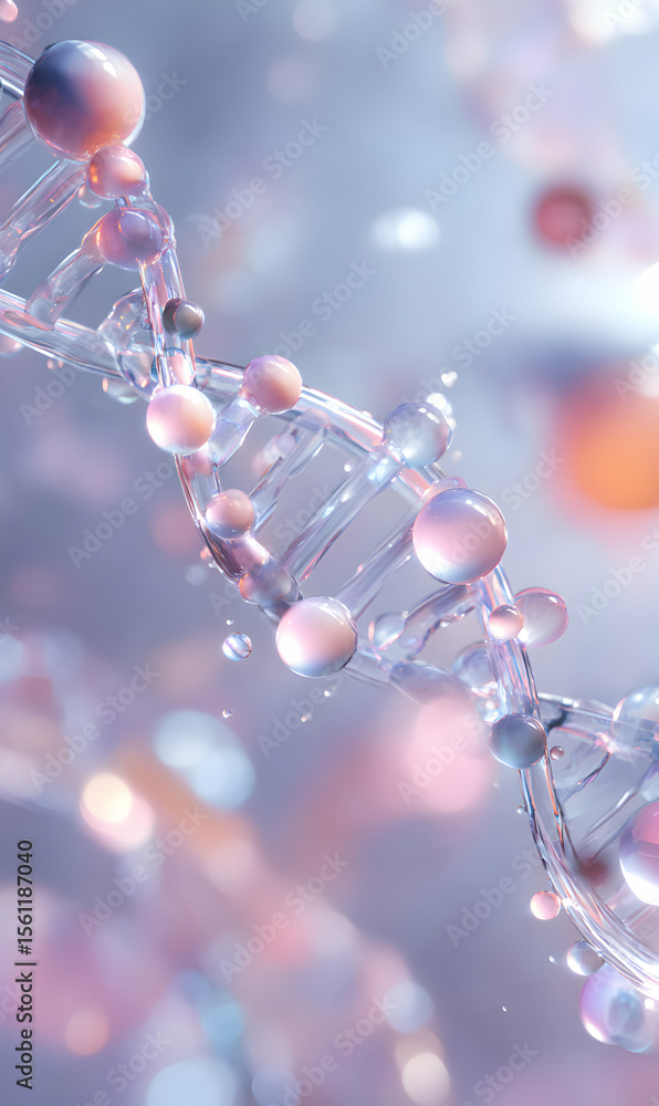 Poster abstract digital rendering of a dna molecule in soft pastel colors creating a futuristic