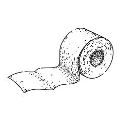 absorbent toilet paper roll sketch hand drawn vector