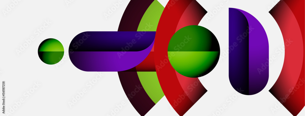 Aufkleber abstract shapes, vibrant colors, overlapping forms create dynamic composition. purple, green, red do