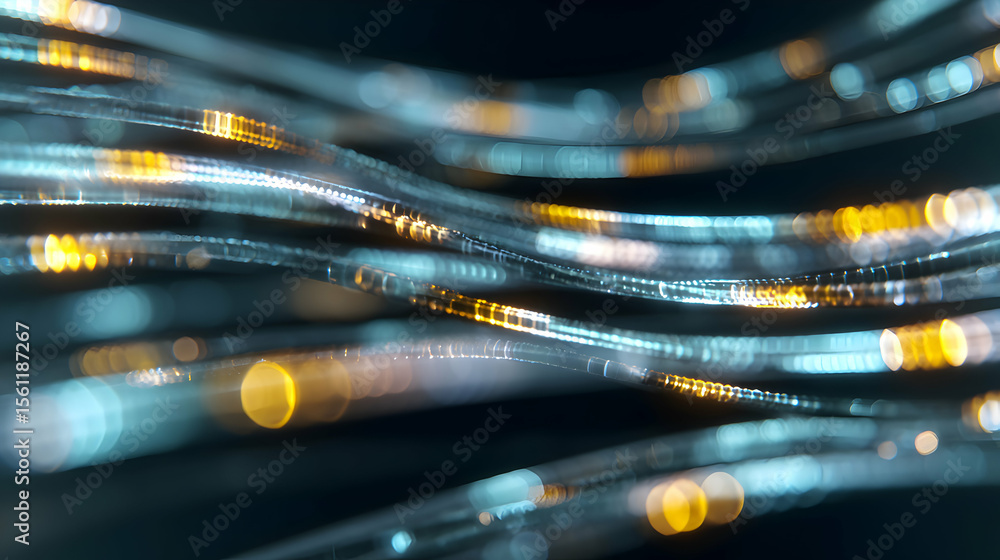 Poster dynamic streams of light representing data flow in a futuristic network or fiber optic connection
