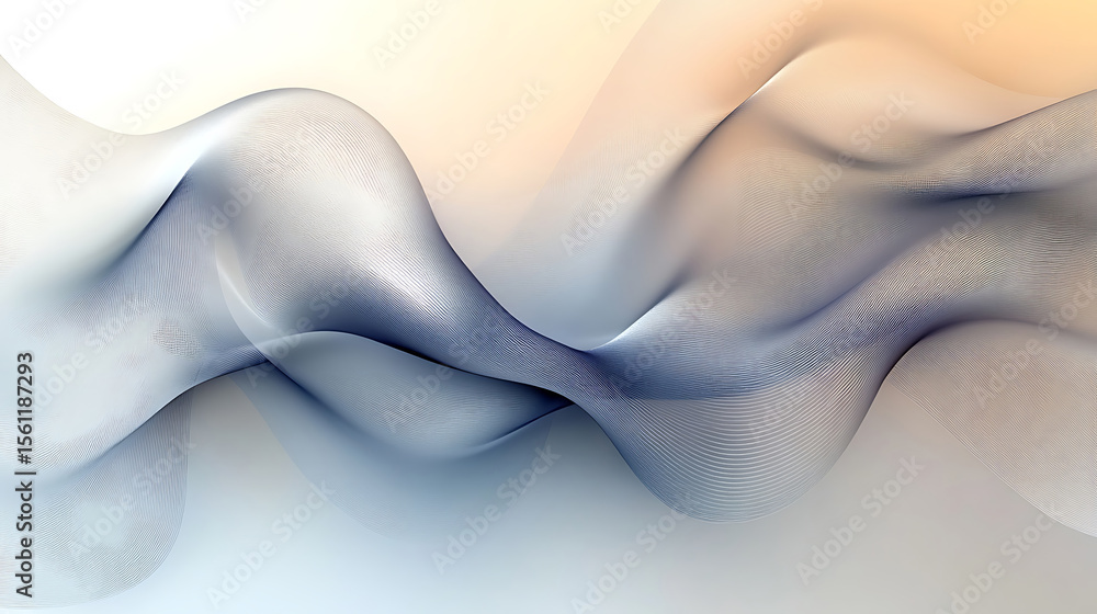 Poster soft blue and beige abstract wave design elegant flowing lines gradient background creative art dyna
