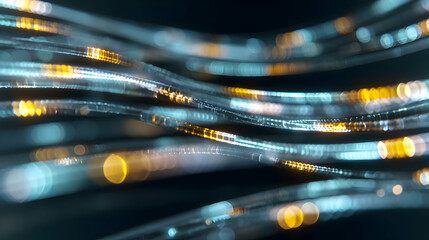 Dynamic streams of light representing data flow in a futuristic network or fiber optic connection