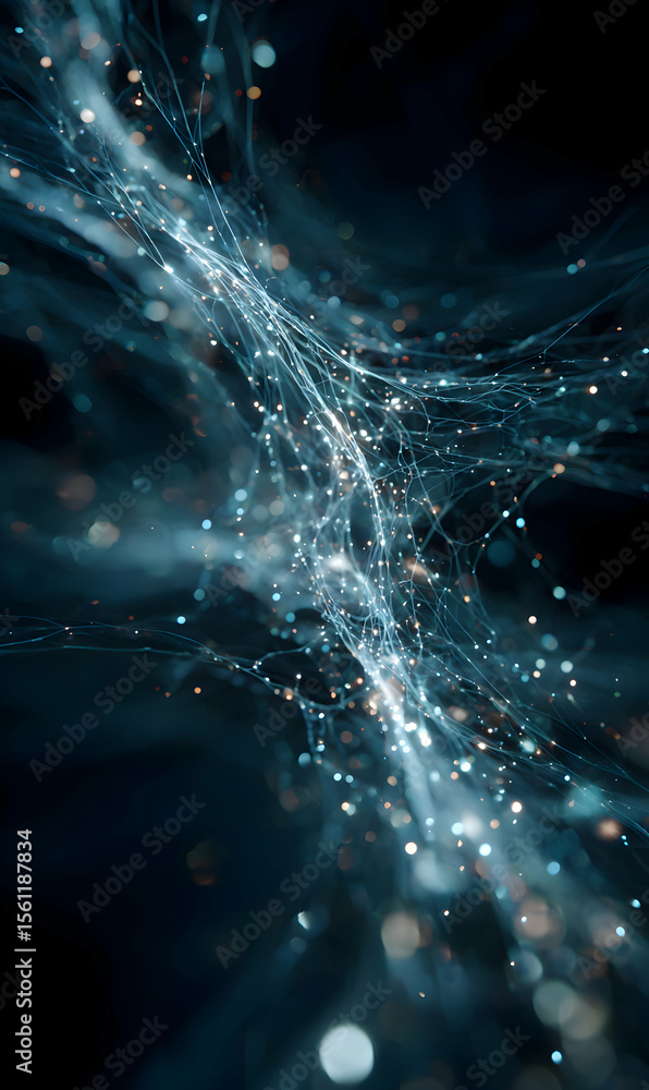 Poster Abstract network of interconnected glowing points representing data flow and digital communication