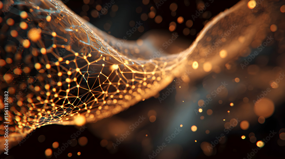 Poster abstract network connection structure with glowing nodes and lines digital technology background