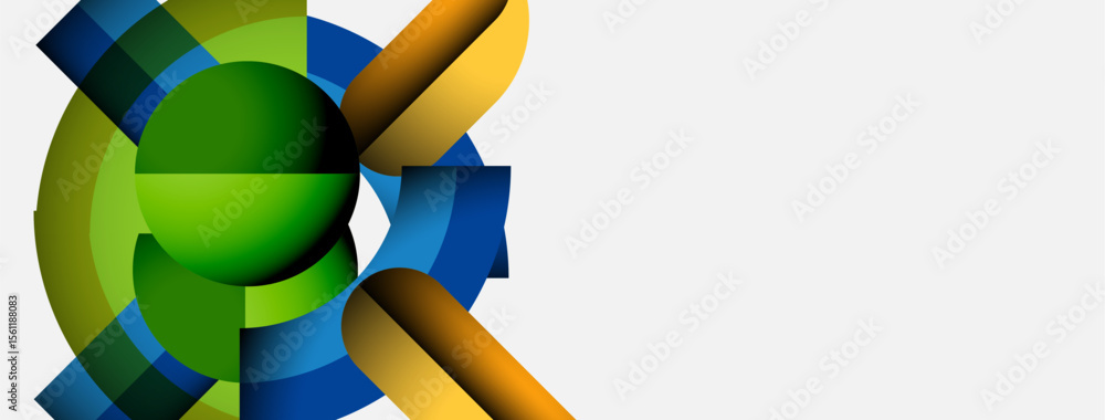 Aufkleber Abstract geometric design. Circles, squares overlap creating vibrant color scheme. Modern, clean aesthetic. Minimalist composition.
