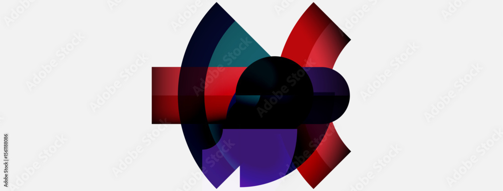 Aufkleber abstract design features overlapping colorful shapes. composition includes reds, purples, blues, bla