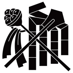 家紋です。鈴違い幣といいます。