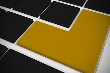 Black keyboard with yellow key
