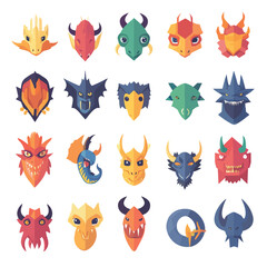 Obraz premium 2D Flat icon Cryptozoology & Mythical Creatures Icons isolated in White Background