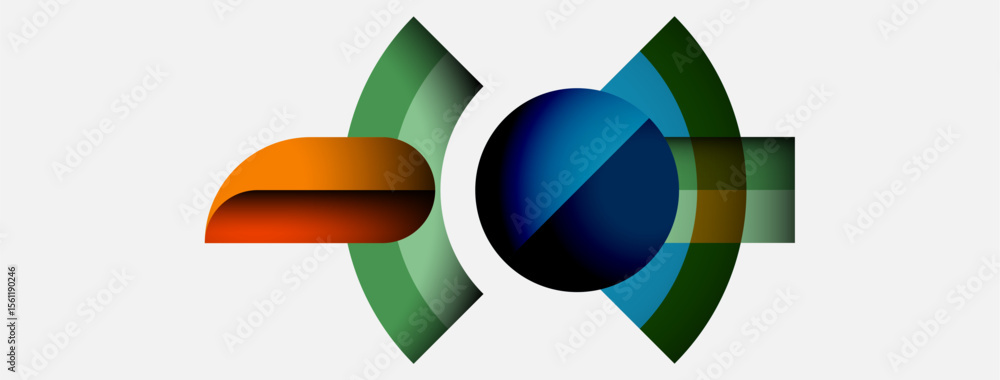 Aufkleber Abstract graphic design features colorful overlapping shapes. Circular elements dominate composition, creating dynamic visual impact.