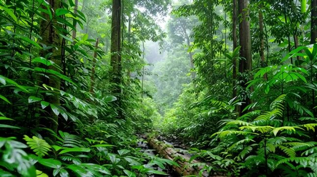 Flora and fauna in the natural amazon rainforest habitat