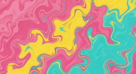 Obraz premium Vibrant swirls of pink, yellow, and turquoise create a captivating abstract marble effect