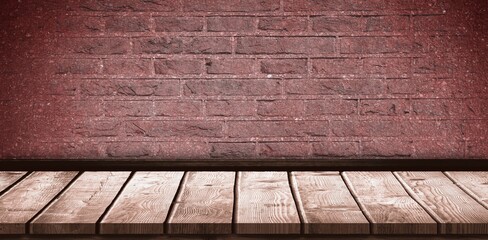 Image of wooden planks on brick wall