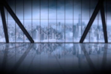 Computer graphic image of metal grate against cloudy sky