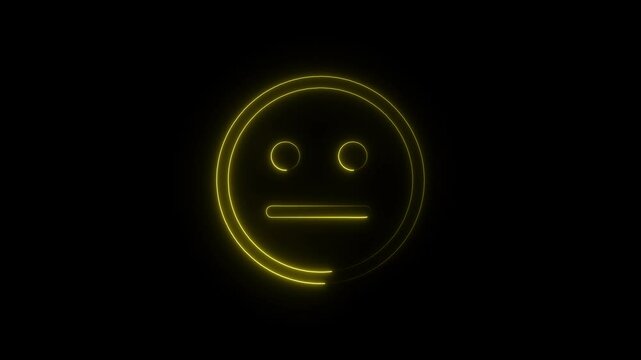 a glowing neon face Imogen icon animation video on black background 