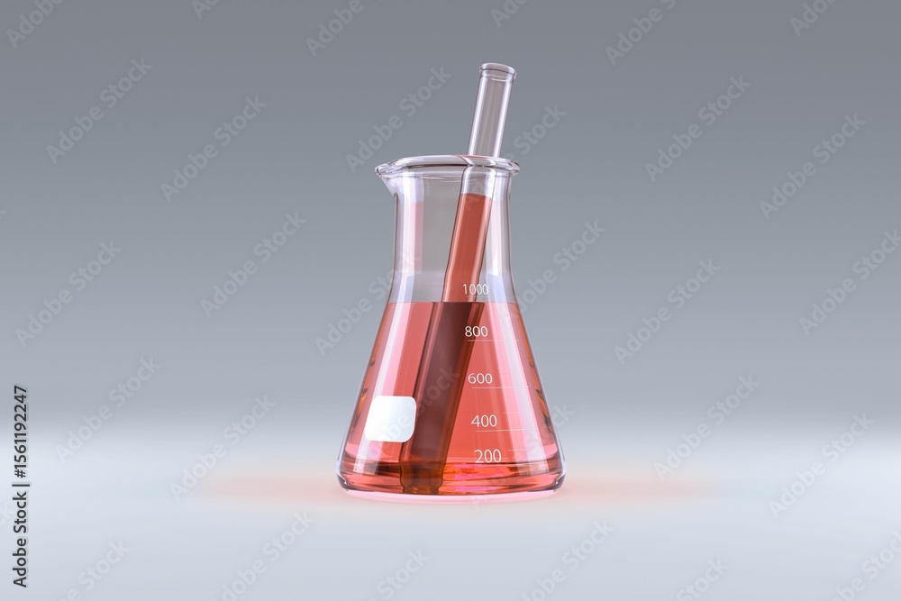 Poster laboratory flask with red solution