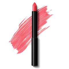 Illustrations of cosmetic products and teenage models in various makeup scenarios, isolated on white background for commercial beauty and skincare concepts.