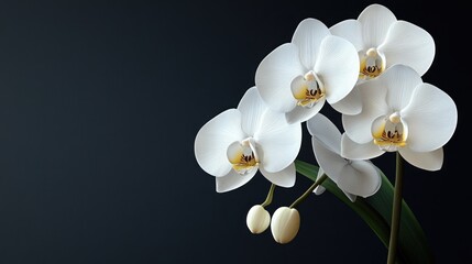 Obraz premium White orchids on dark background