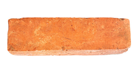 Single old red or orange brick isolated. with clipping path in png file format