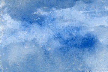 Abstract blue-white textured digital painting is showing swirling brush strokes creating depth