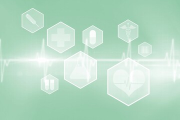 Medical symbols against green backgrounds
