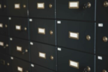 Close-up of closed security lockers